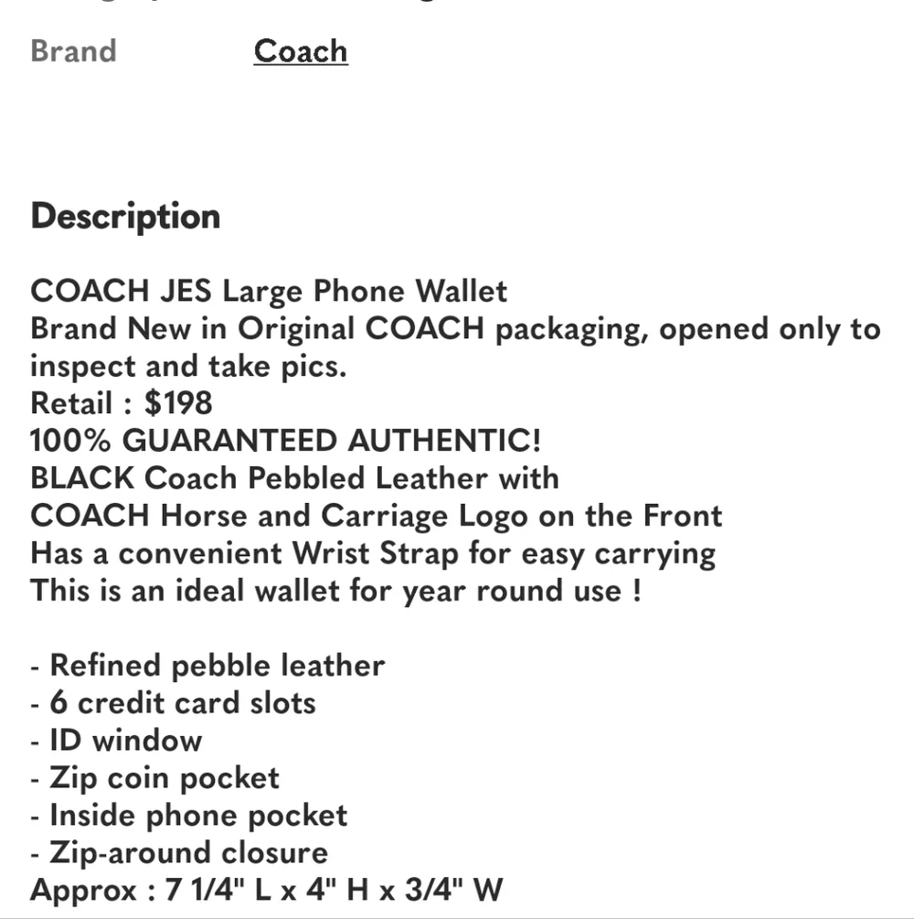 Coach Pebble Leather Phone Etc Wristlet Above Size Etc Beautuful New